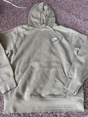 Nike Men's Olive Hoodie with White Logo